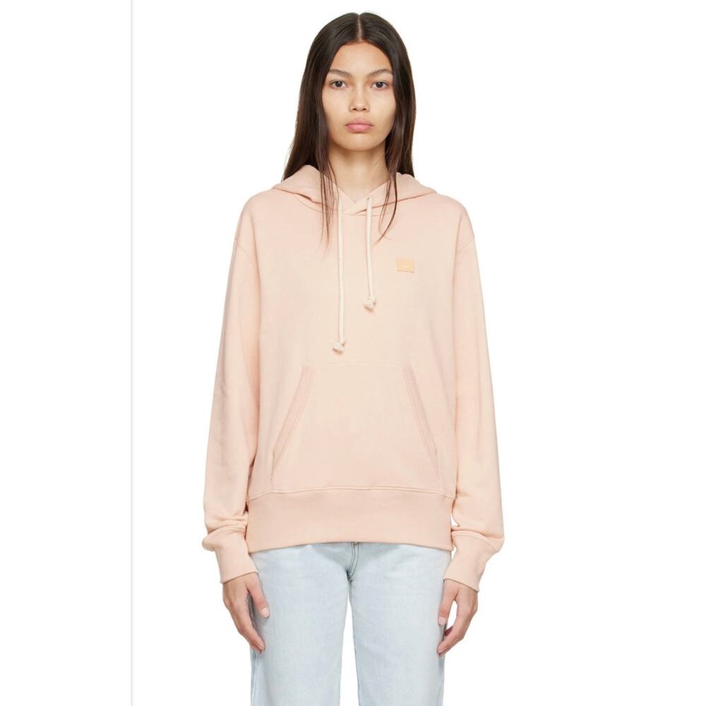 Acne Studios Hooded Sweatshirt Powder Pink Face Logo Hoodie XS Oversized